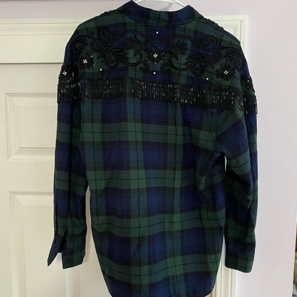 Sandro Designer Top jeweled beaded flannel shirt - Picture 3 of 5